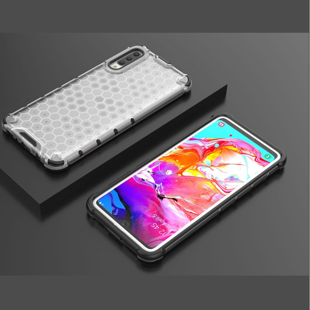 Samsung Galaxy A70 Hybride Hoesje met Honinggraat Patroon Wit afbeelding 10