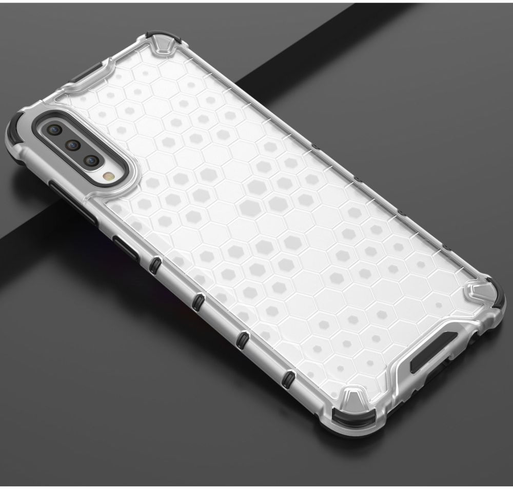 Samsung Galaxy A70 Hybride Hoesje met Honinggraat Patroon Wit afbeelding 2