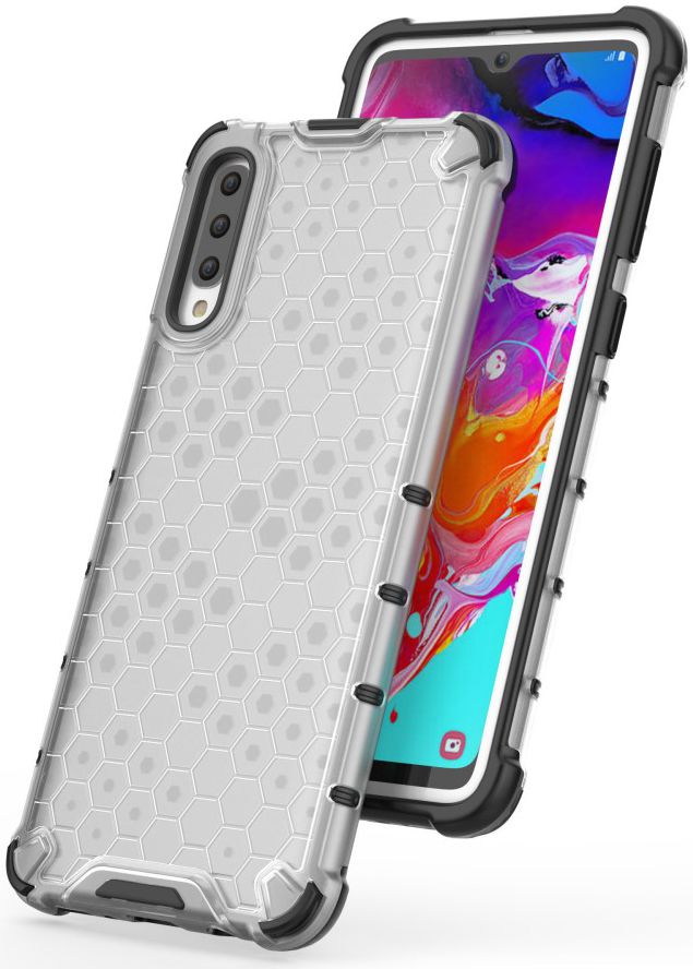 Samsung Galaxy A70 Hybride Hoesje met Honinggraat Patroon Wit afbeelding 5