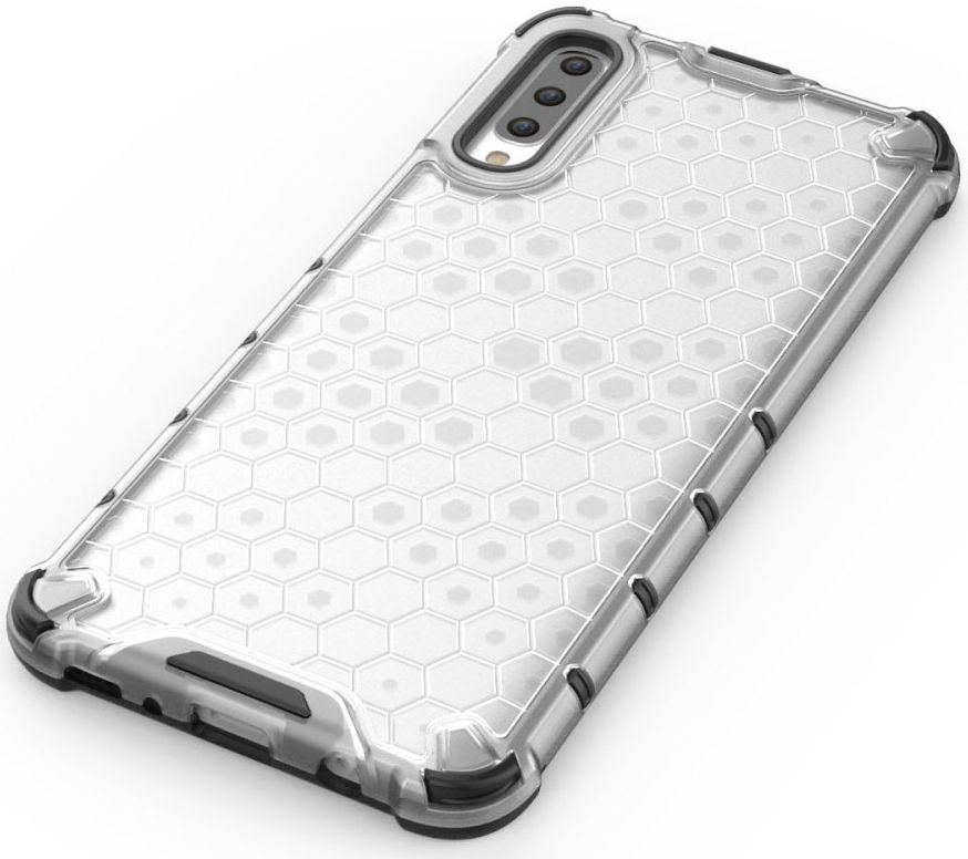 Samsung Galaxy A70 Hybride Hoesje met Honinggraat Patroon Wit afbeelding 6