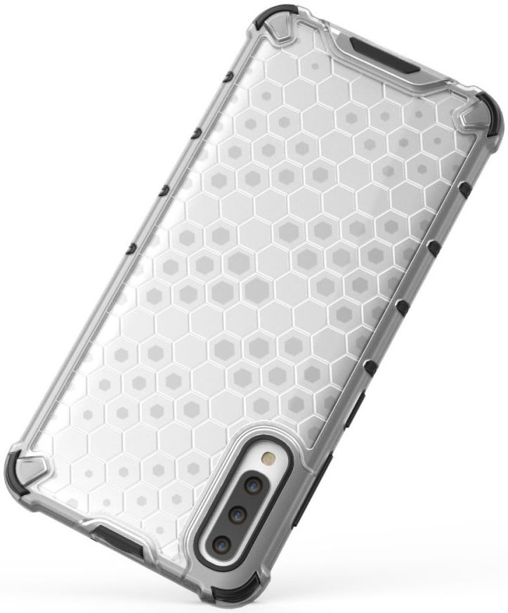 Samsung Galaxy A70 Hybride Hoesje met Honinggraat Patroon Wit afbeelding 8