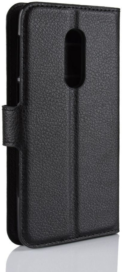 Alcatel 3 Litchi Skin Portemonnee Hoesje Zwart afbeelding 3