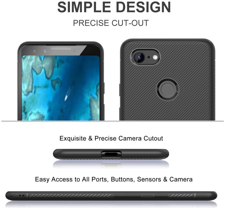 Google Pixel 3A Twill Slim Texture Back Cover Zwart afbeelding 7