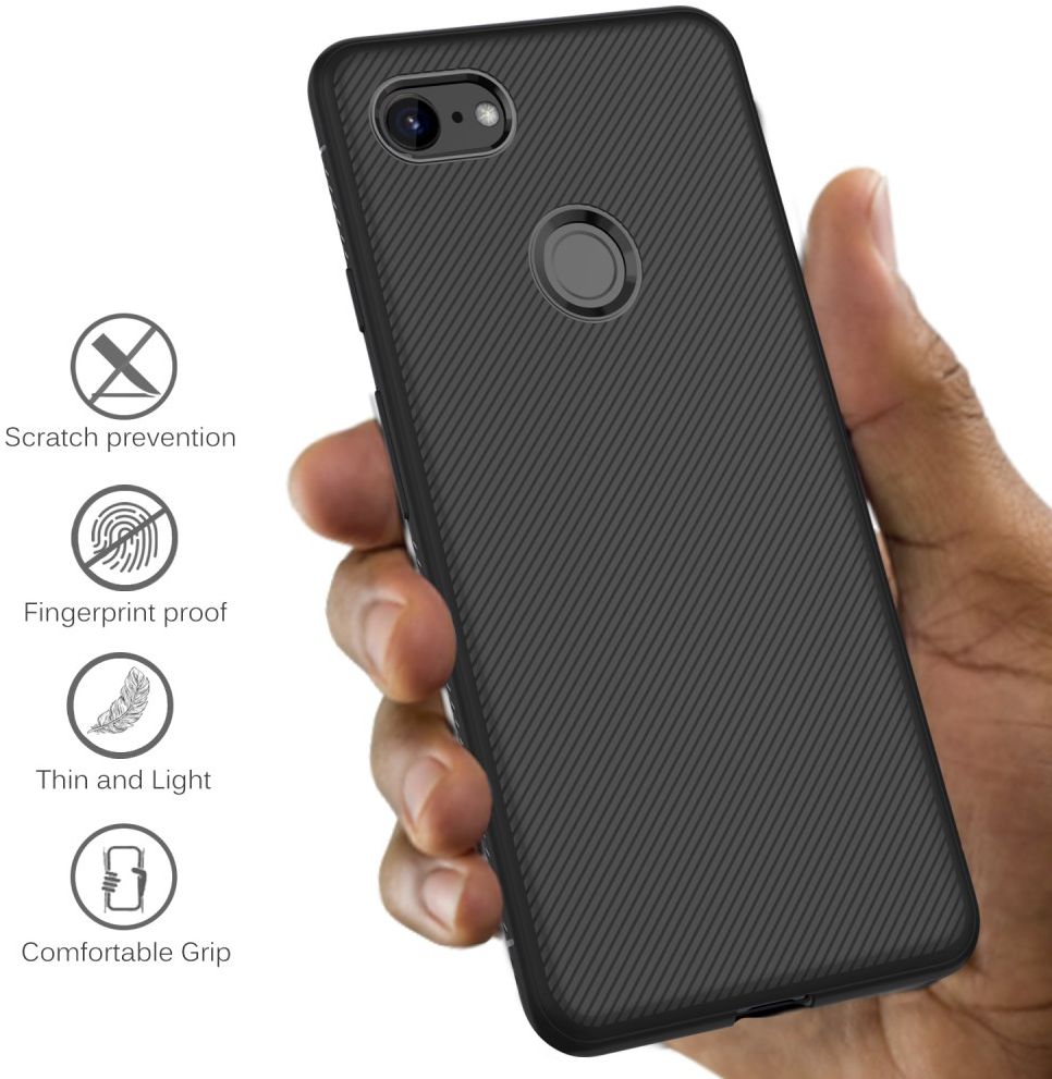 Google Pixel 3A Twill Slim Texture Back Cover Zwart afbeelding 2
