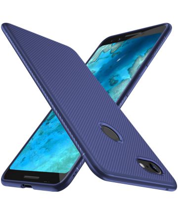 Google Pixel 3A Twill Slim Texture Back Cover Blauw Hoesjes