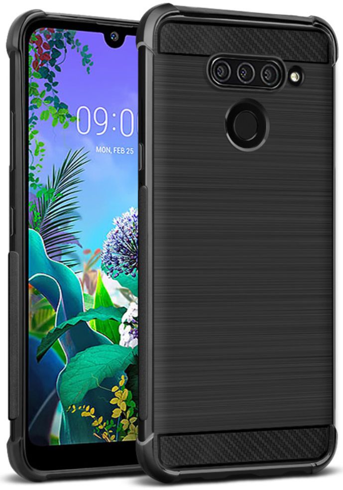 IMAK Vega Series LG Q60 Hoesje Schokbestendig Geborsteld TPU Zwart afbeelding 1