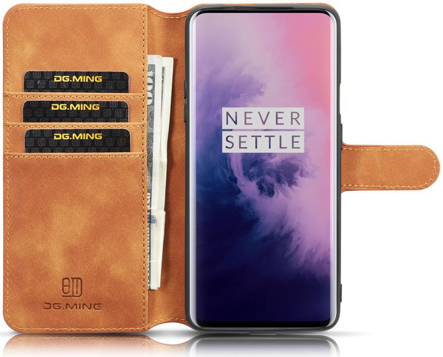 OnePlus 7 Pro Portemonnee Hoesje Bruin afbeelding 5