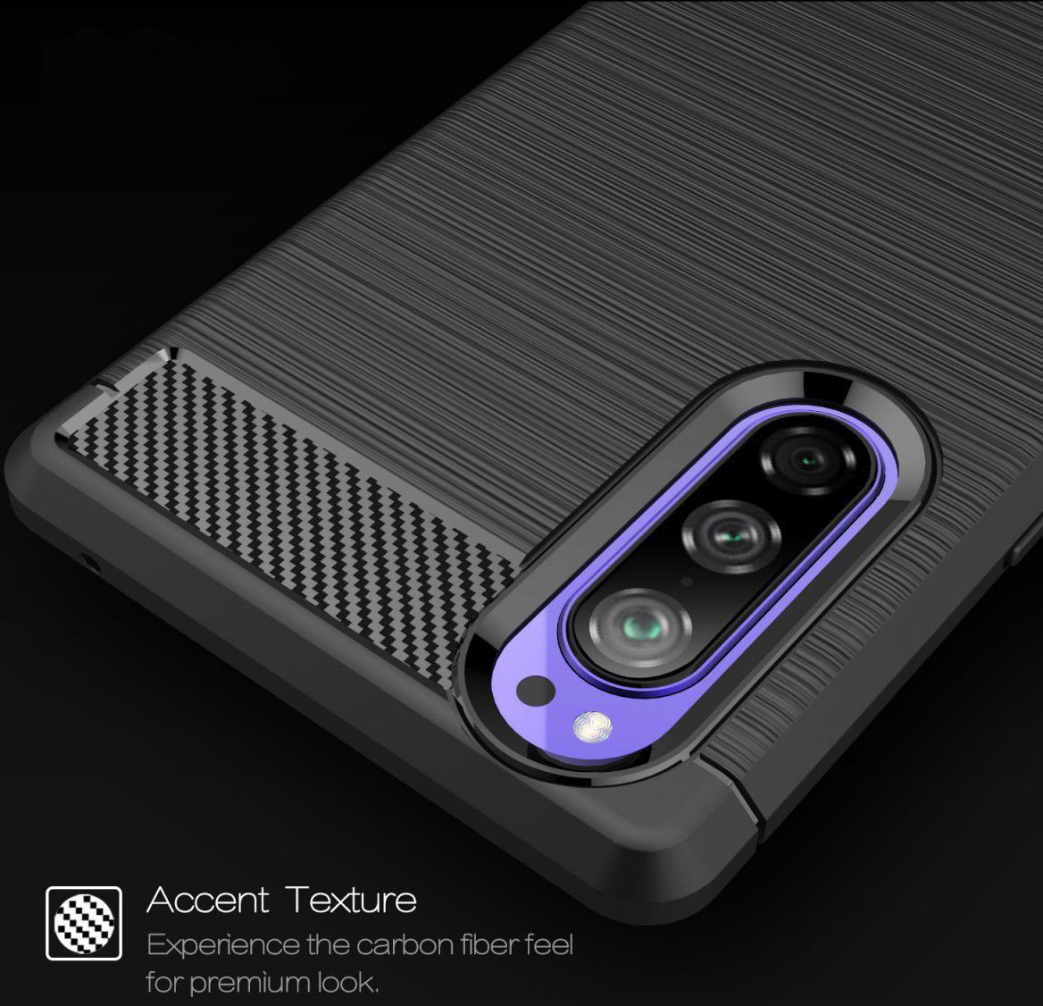 Sony Xperia 5 Geborsteld TPU Hoesje Zwart afbeelding 9