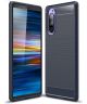 Sony Xperia 5 Geborsteld TPU Hoesje Donker Blauw