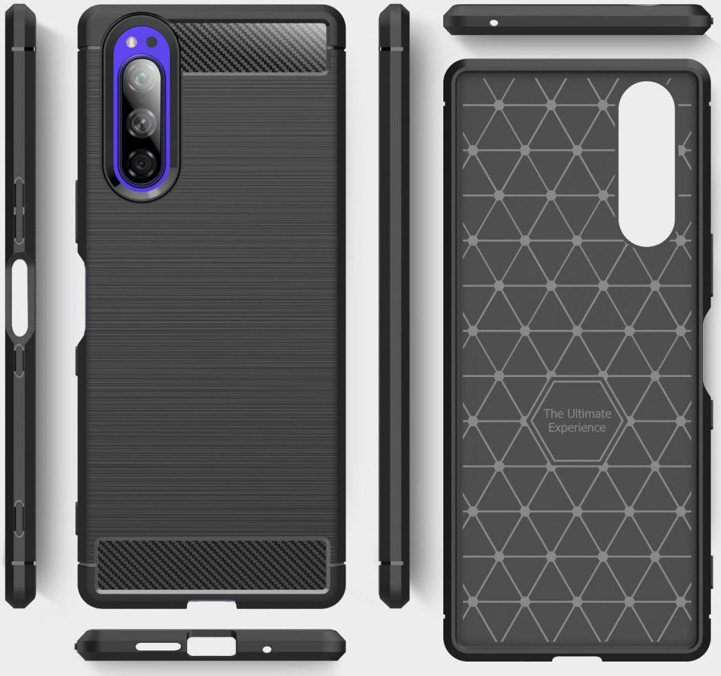 Sony Xperia 5 Geborsteld TPU Hoesje Donker Blauw afbeelding 7