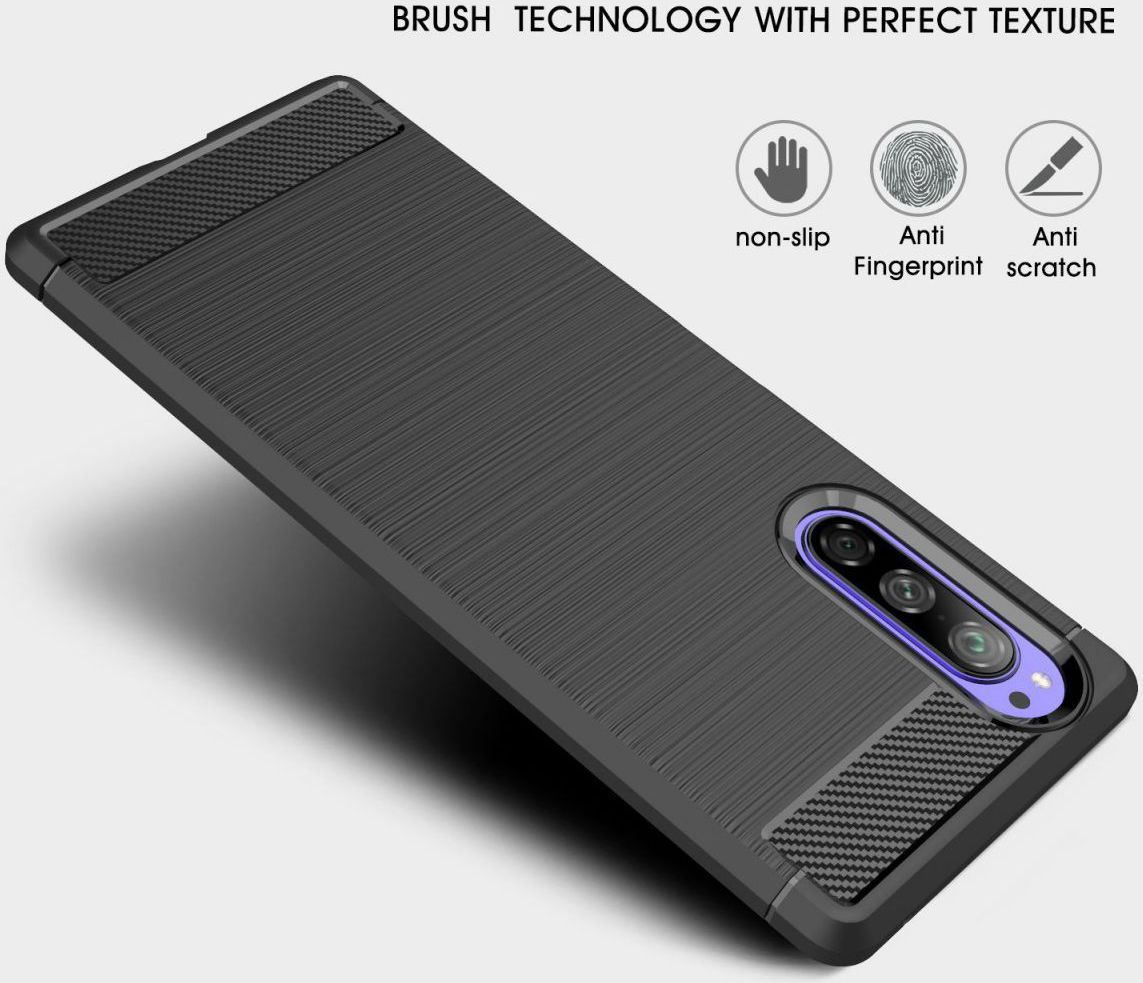 Sony Xperia 5 Geborsteld TPU Hoesje Donker Blauw afbeelding 9