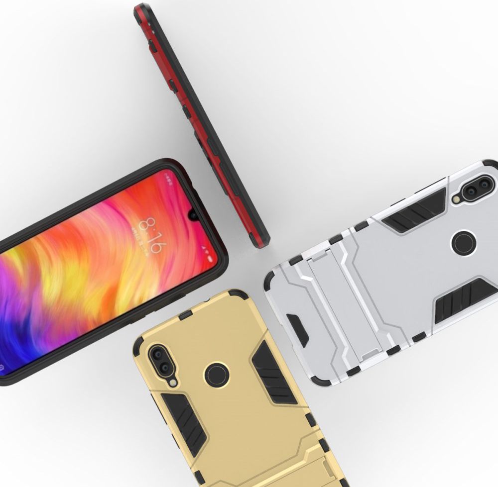 Redmi Note 7 Hoesje Hybride met Stand Zwart afbeelding 10