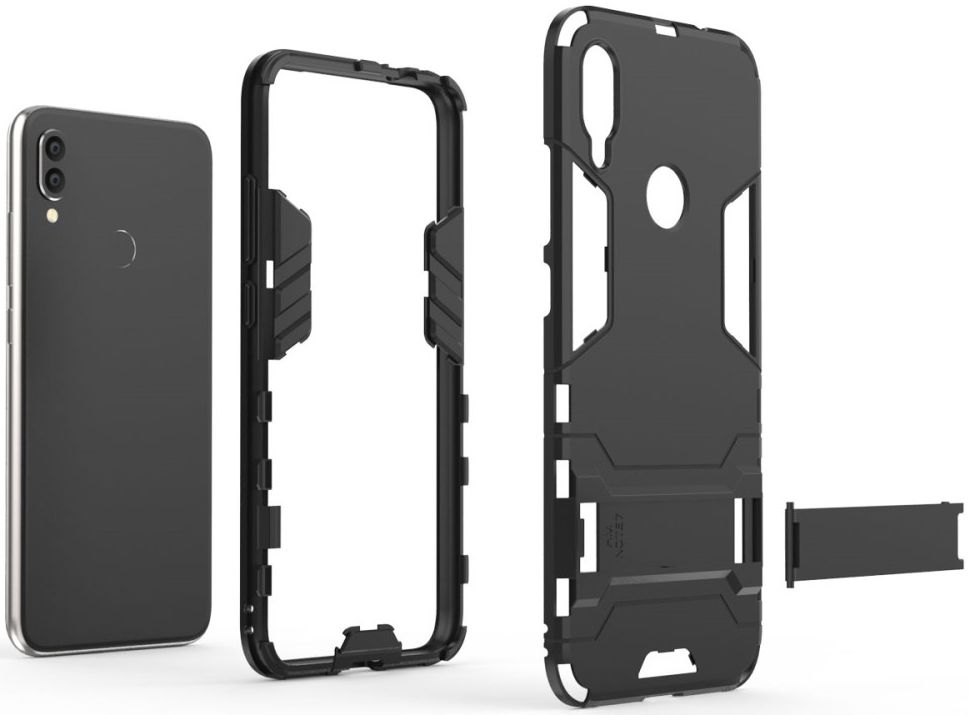 Redmi Note 7 Hoesje Hybride met Stand Zwart afbeelding 6