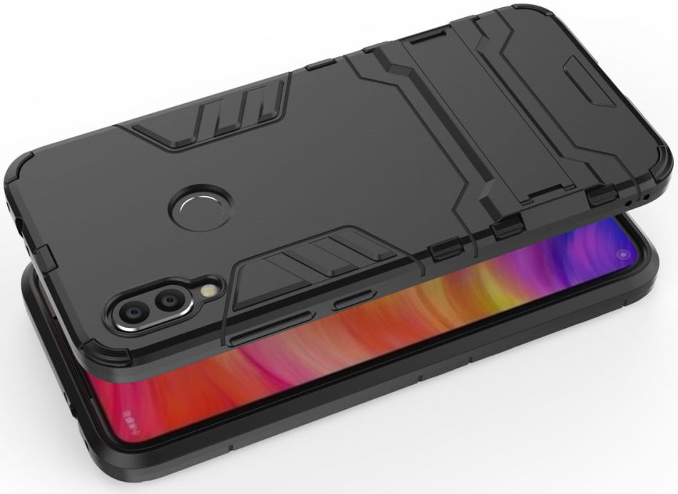 Redmi Note 7 Hoesje Hybride met Stand Zwart afbeelding 7