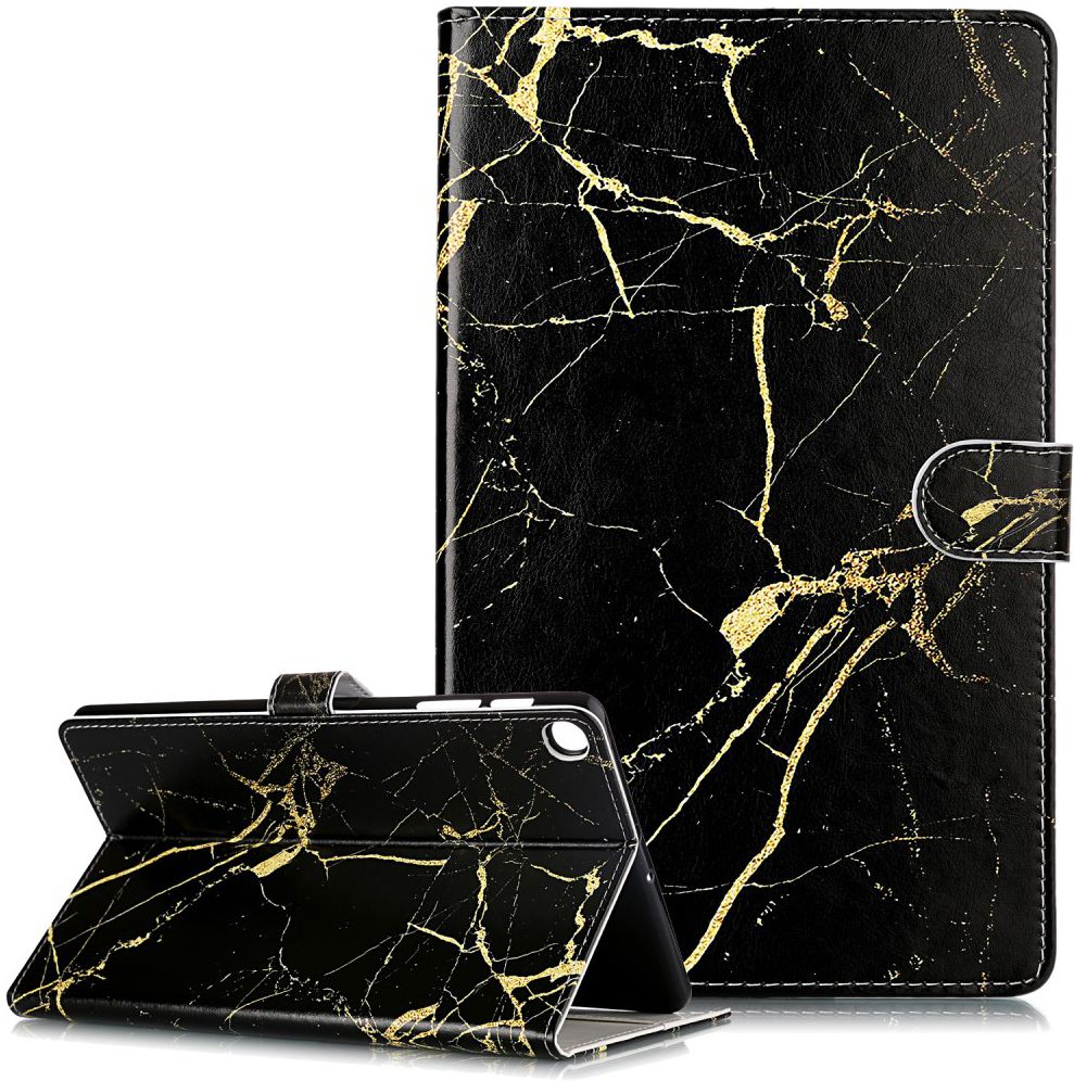Samsung Galaxy Tab A 10.1 (2019) Book Hoes met Marmer Print Zwart afbeelding 1