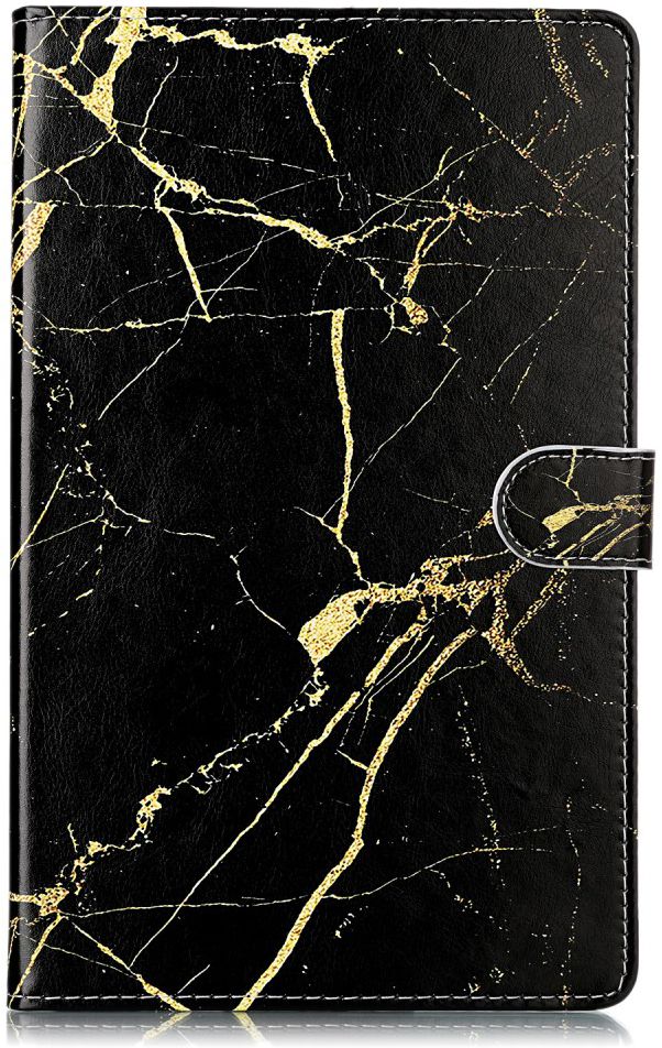 Samsung Galaxy Tab A 10.1 (2019) Book Hoes met Marmer Print Zwart afbeelding 3