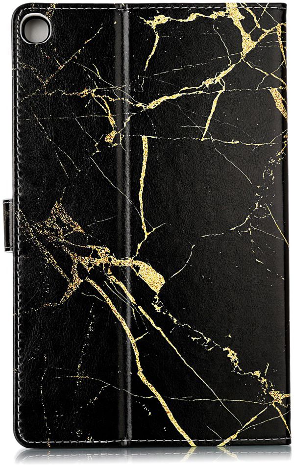 Samsung Galaxy Tab A 10.1 (2019) Book Hoes met Marmer Print Zwart afbeelding 4