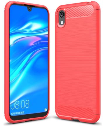 Huawei Y5 2019 Geborsteld Rood TPU Hoesje Hoesjes