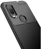 Motorola One Vision Siliconen Carbon Hoesje Zwart