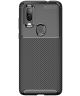 Motorola One Vision Siliconen Carbon Hoesje Zwart
