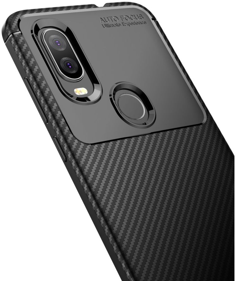 Motorola One Vision Siliconen Carbon Hoesje Zwart afbeelding 5