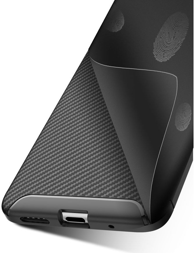 Motorola One Vision Siliconen Carbon Hoesje Zwart afbeelding 6