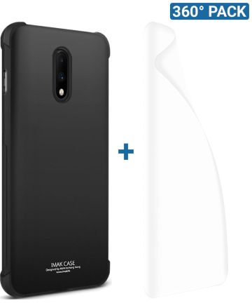 IMAK OnePlus 7 Hoesje Flexibel TPU met Screenprotector Metaal Zwart Hoesjes