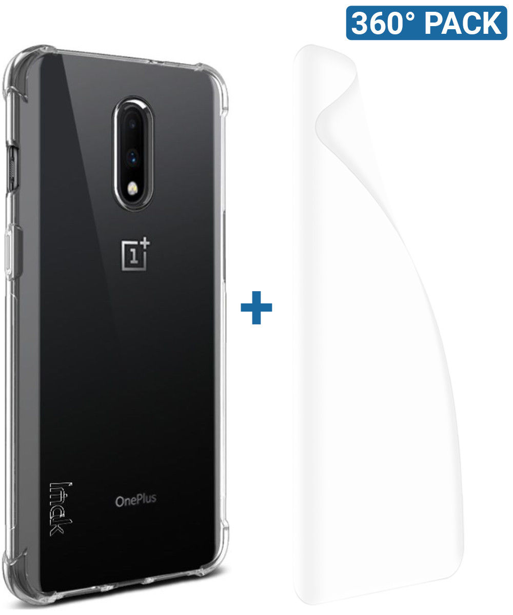 IMAK OnePlus 7 Hoesje Flexibel TPU met Screenprotector Transparant afbeelding 1