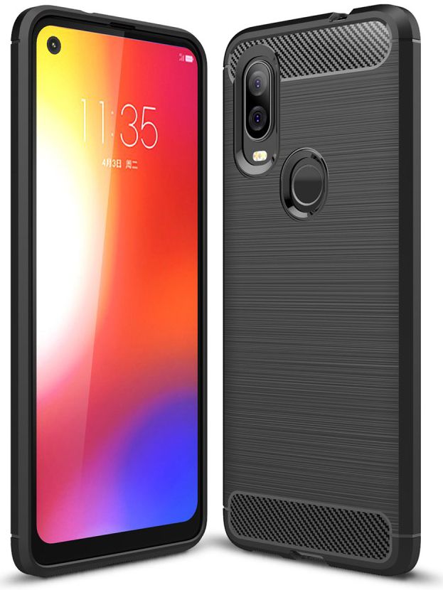 Motorola One Vision Geborsteld TPU Hoesje Zwart afbeelding 1