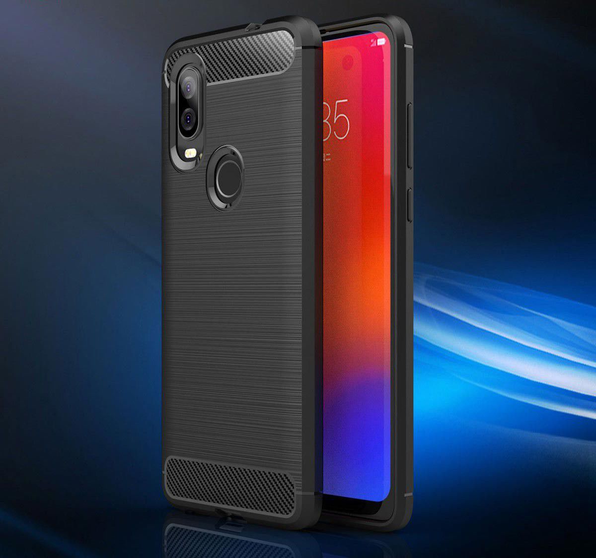 Motorola One Vision Geborsteld TPU Hoesje Zwart afbeelding 5