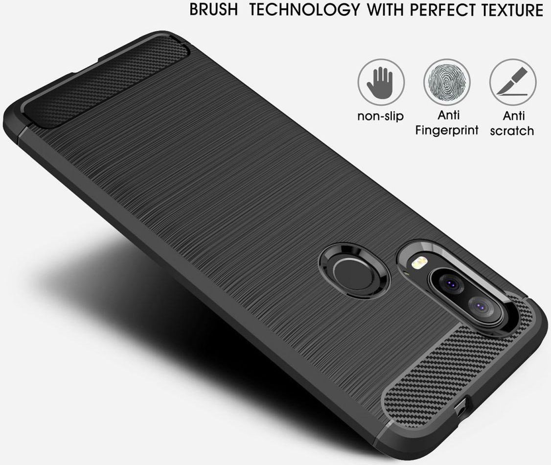 Motorola One Vision Geborsteld TPU Hoesje Zwart afbeelding 7