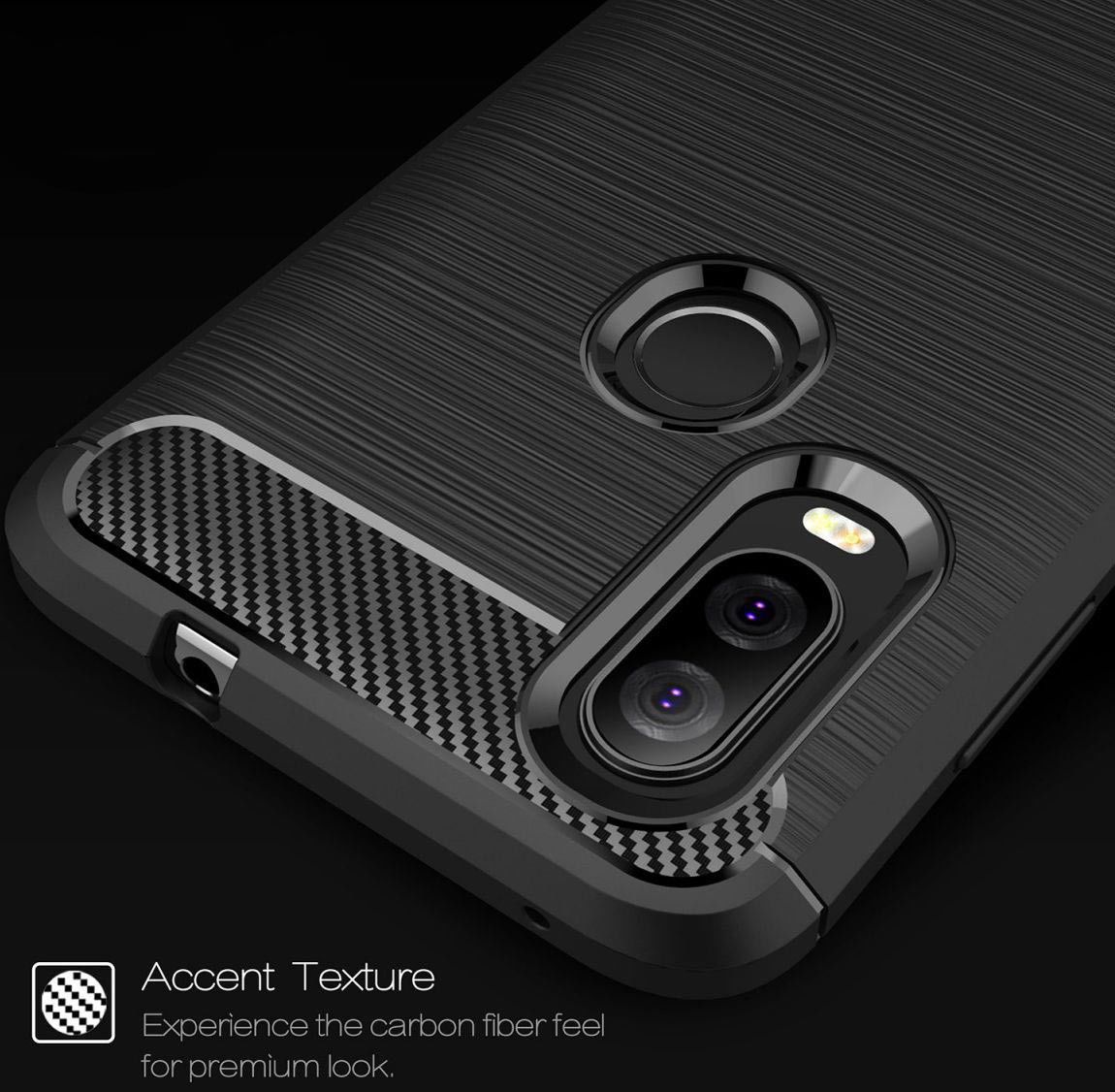 Motorola One Vision Geborsteld TPU Hoesje Zwart afbeelding 10