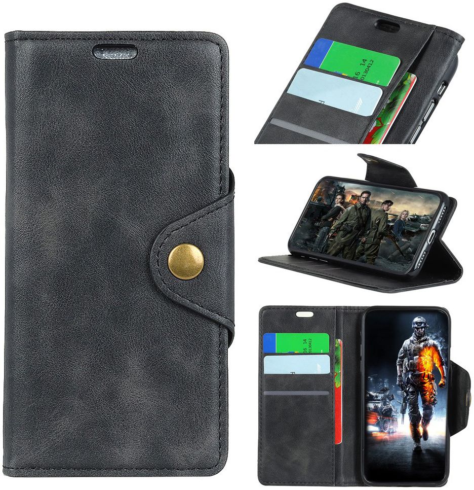 Motorola One Vision Vintage Portemonnee Hoesje Zwart afbeelding 8