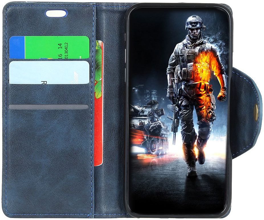 Motorola One Vision Vintage Portemonnee Hoesje Blauw afbeelding 1