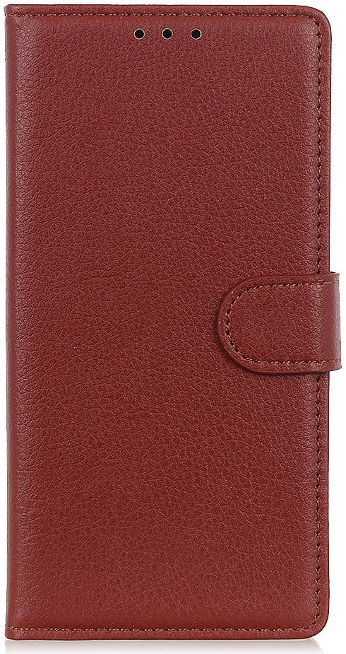 Alcatel 1S (2019) Litchi Skin Portemonnee Hoesje Bruin afbeelding 1