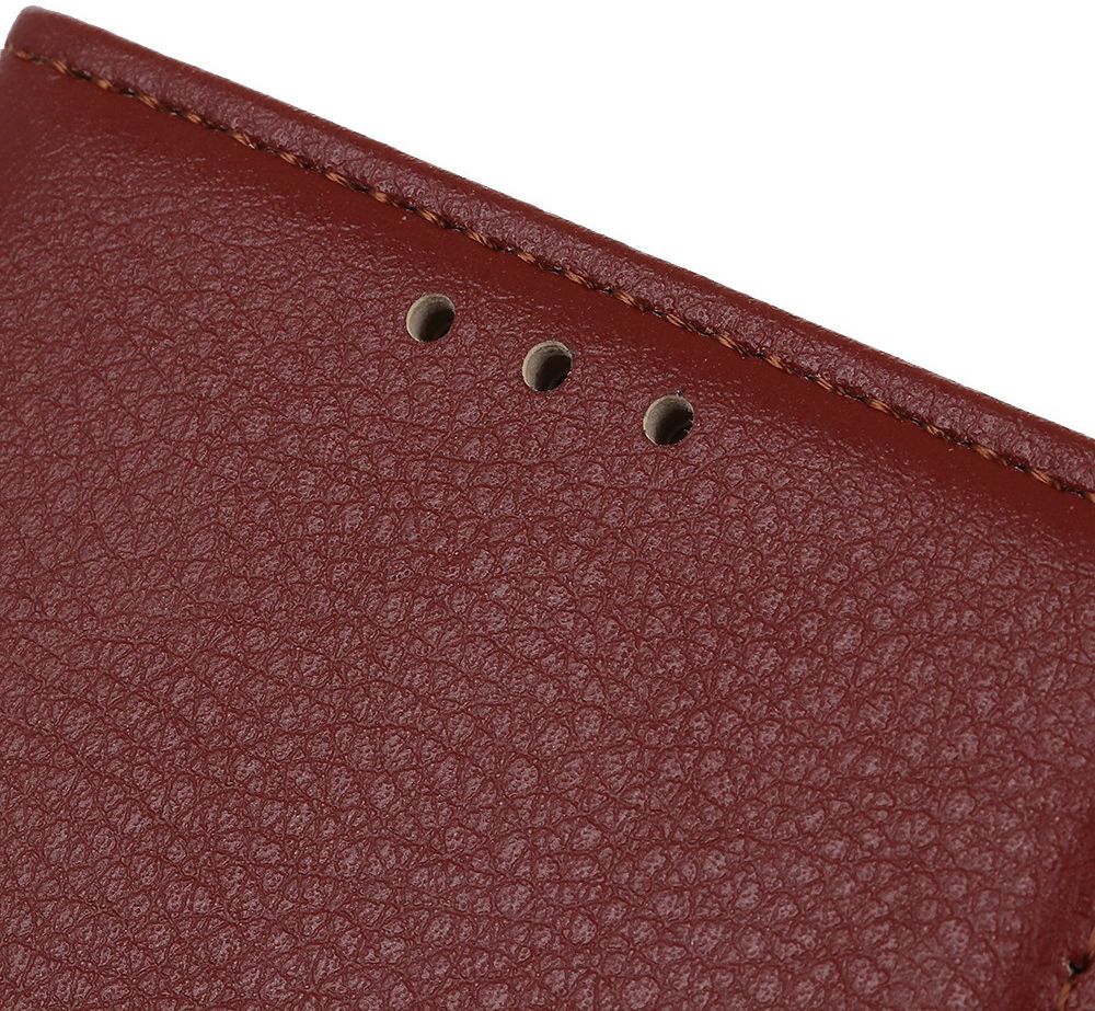Alcatel 1S (2019) Litchi Skin Portemonnee Hoesje Bruin afbeelding 7