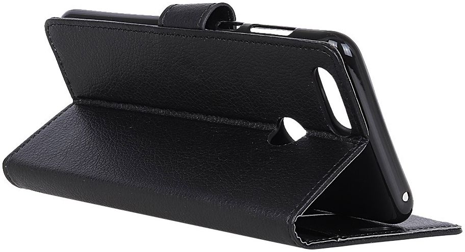 Alcatel 1S (2019) Litchi Skin Portemonnee Hoesje Zwart afbeelding 4