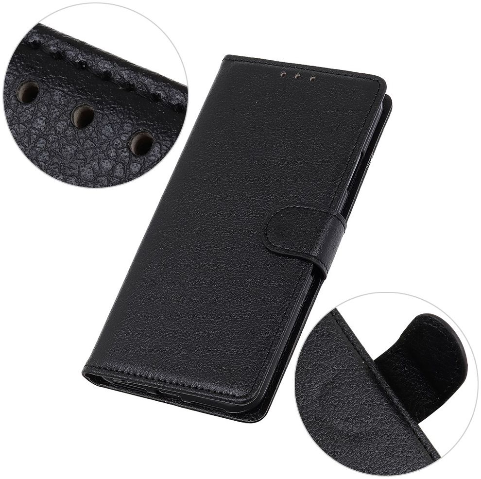 Alcatel 1S (2019) Litchi Skin Portemonnee Hoesje Zwart afbeelding 5