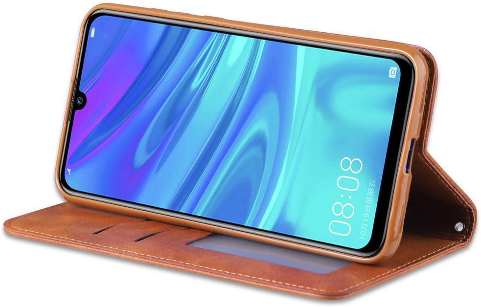 AZNS Retro Huawei Y7 (2019) Portemonnee Stand Hoesje Bruin afbeelding 3