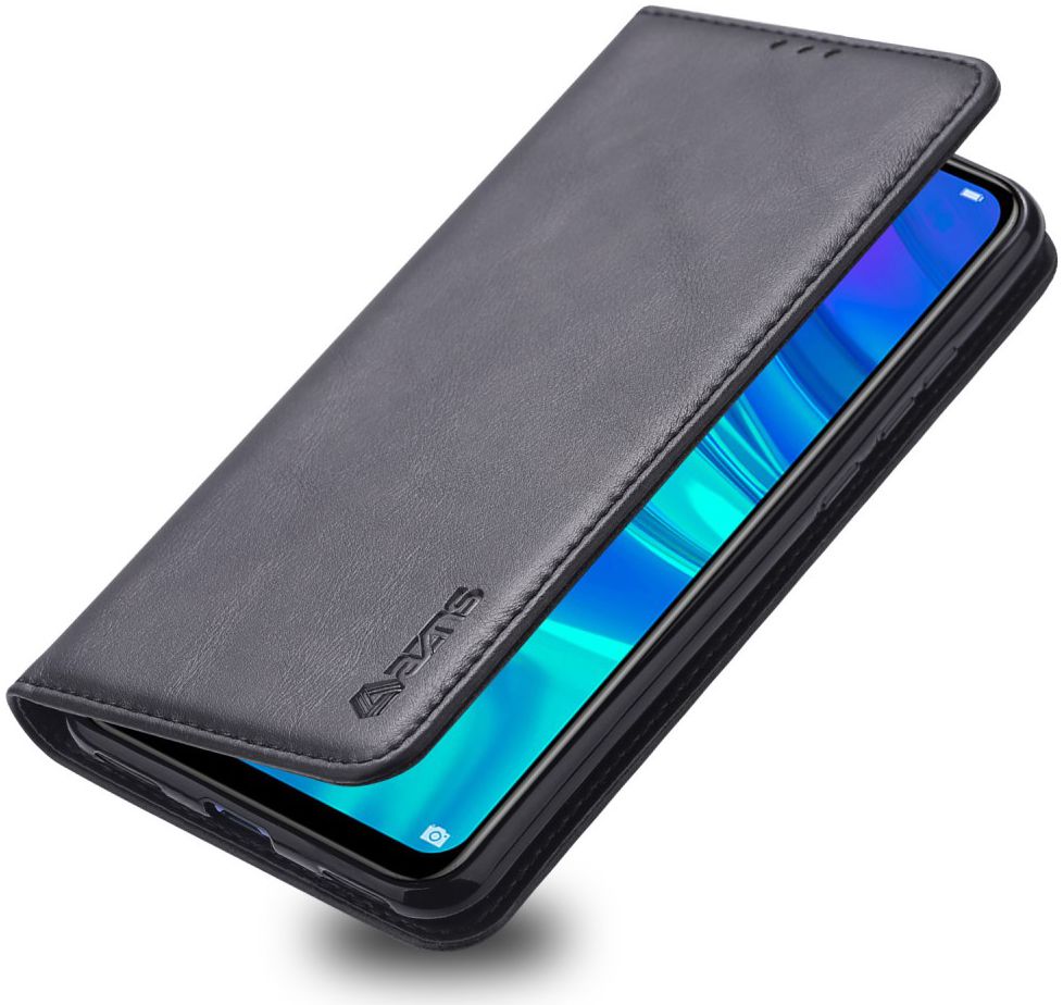 AZNS Retro Huawei Y7 (2019) Portemonnee Stand Hoesje Zwart afbeelding 1