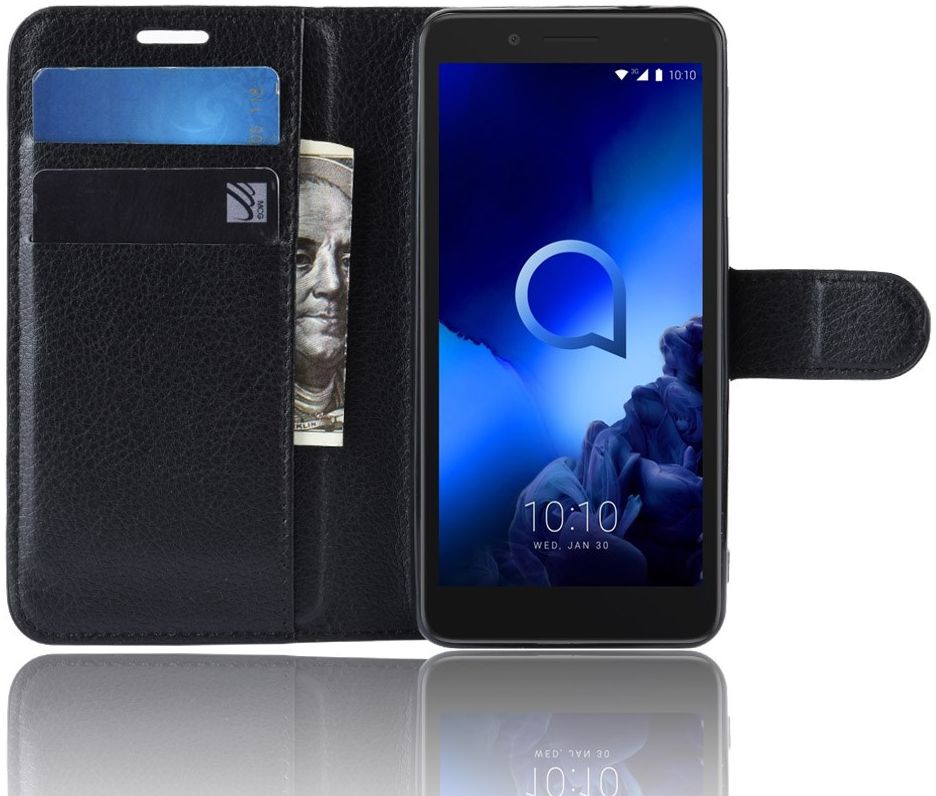 Alcatel 1C 2019 Portemonnee Hoesje Lychee Zwart afbeelding 5