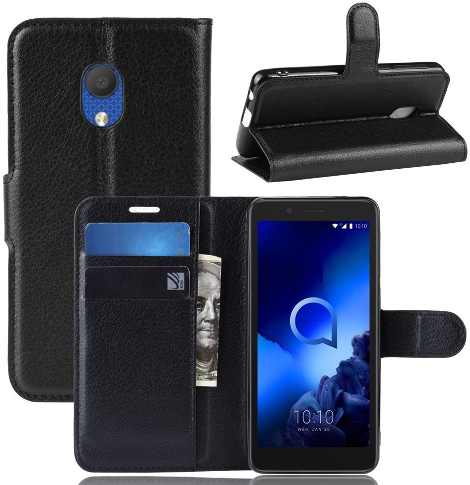 Alcatel 1C 2019 Portemonnee Hoesje Lychee Zwart afbeelding 7