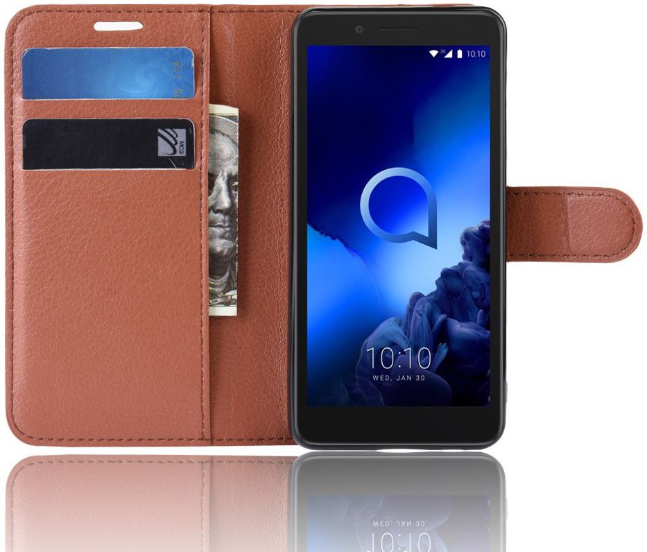 Alcatel 1C 2019 Portemonnee Hoesje Lychee Bruin afbeelding 5