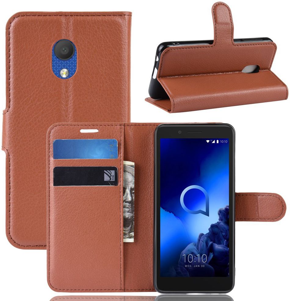Alcatel 1C 2019 Portemonnee Hoesje Lychee Bruin afbeelding 7
