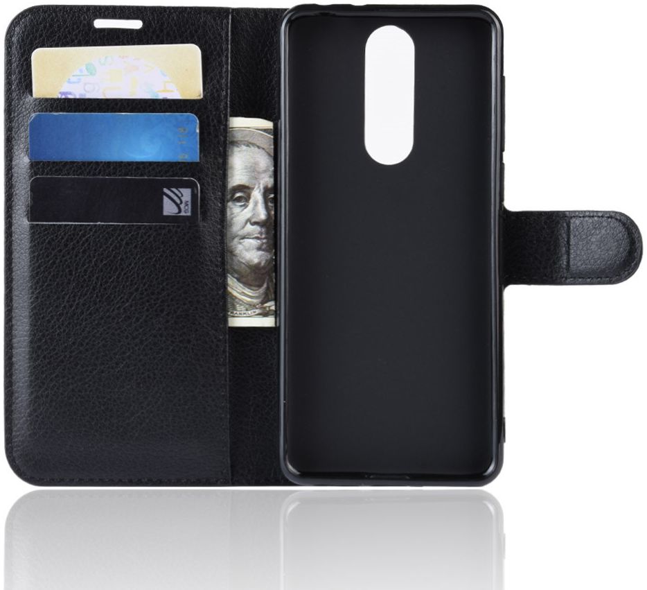Alcatel 3 (2019) Portemonnee Hoesje Lychee Zwart afbeelding 4