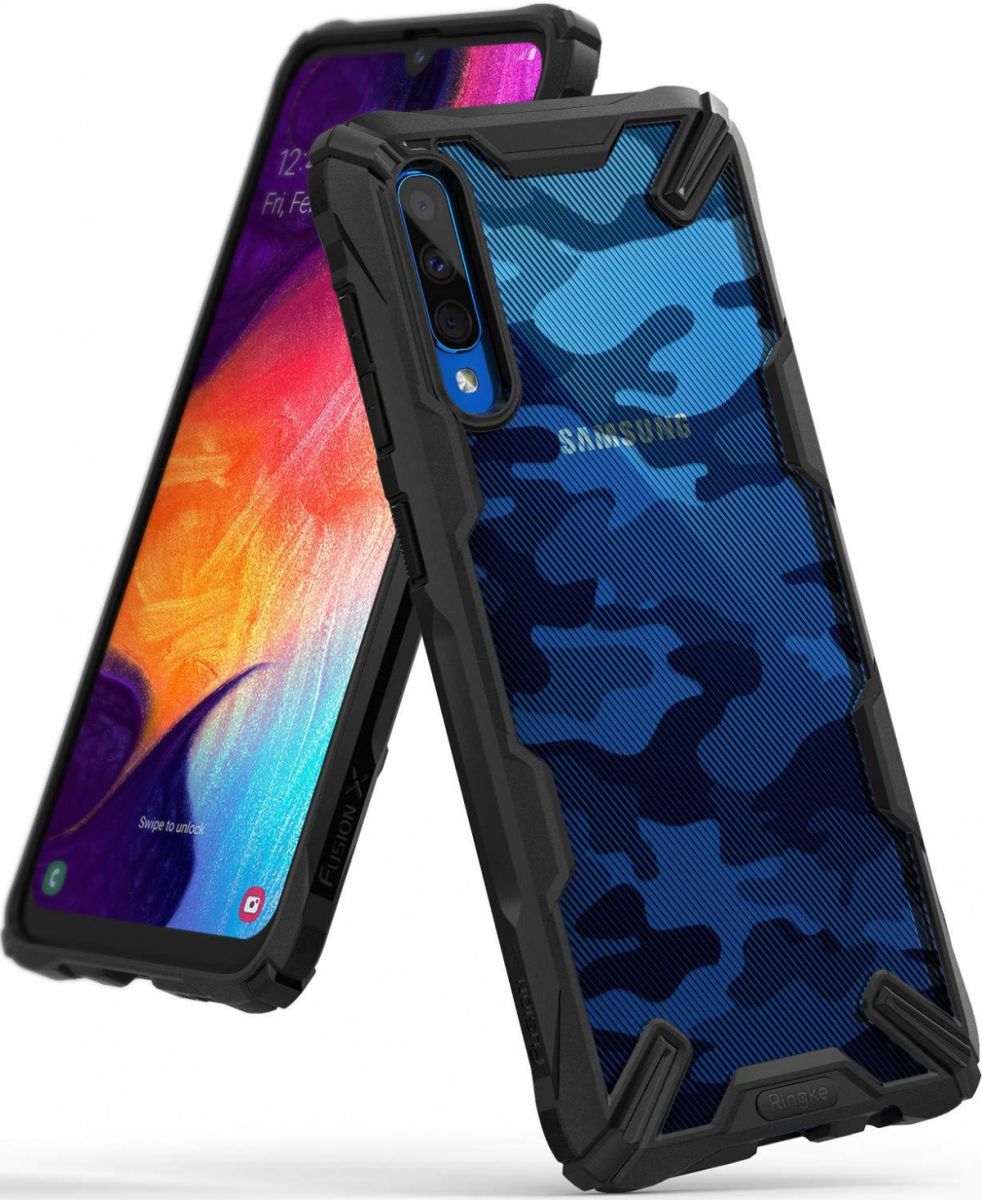 Ringke Fusion X Samsung Galaxy A50 Hoesje Camo Zwart afbeelding 1