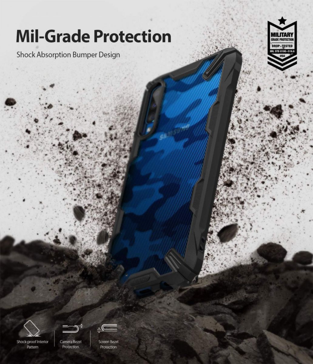 Ringke Fusion X Samsung Galaxy A50 Hoesje Camo Zwart afbeelding 2
