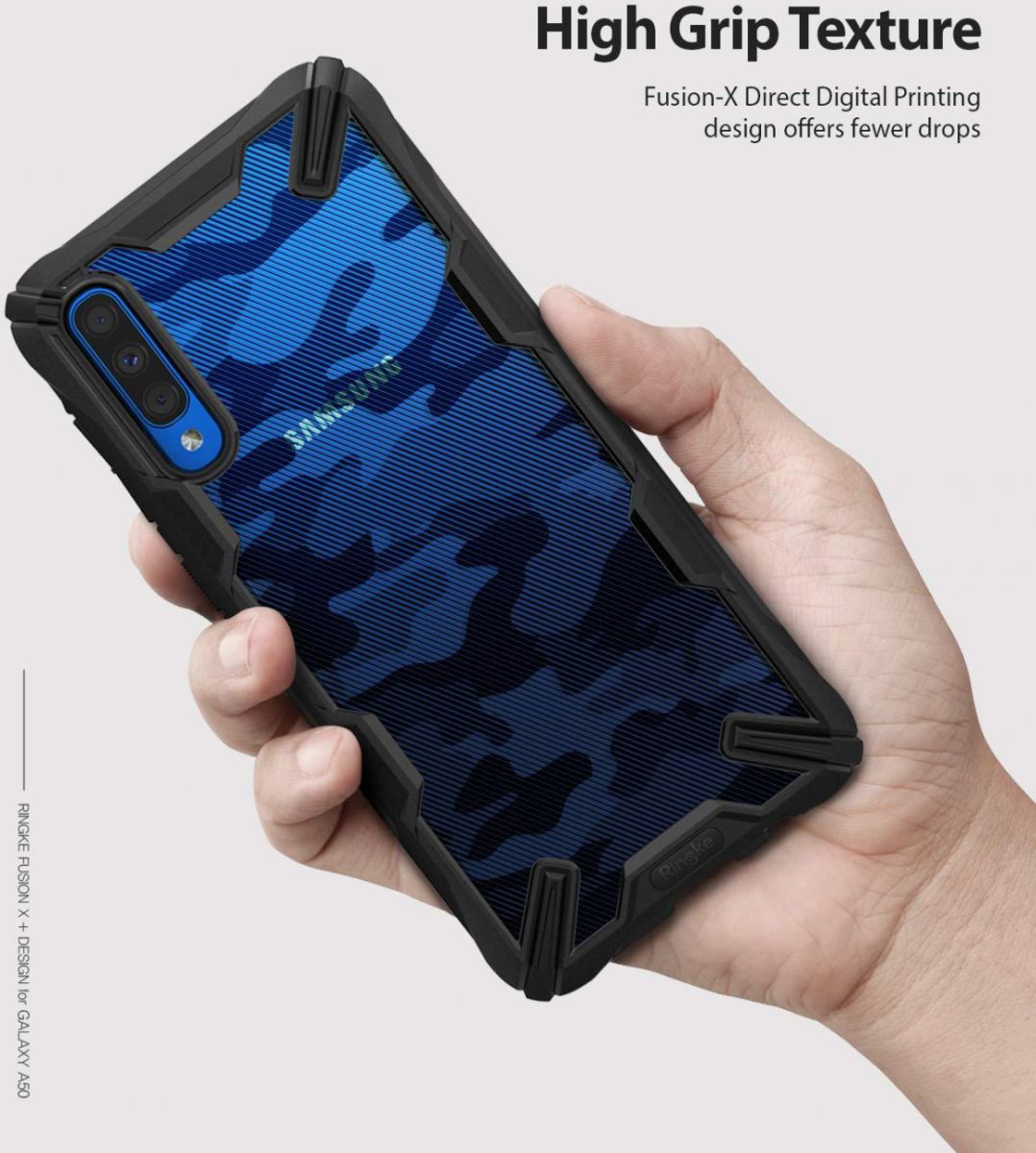 Ringke Fusion X Samsung Galaxy A50 Hoesje Camo Zwart afbeelding 5