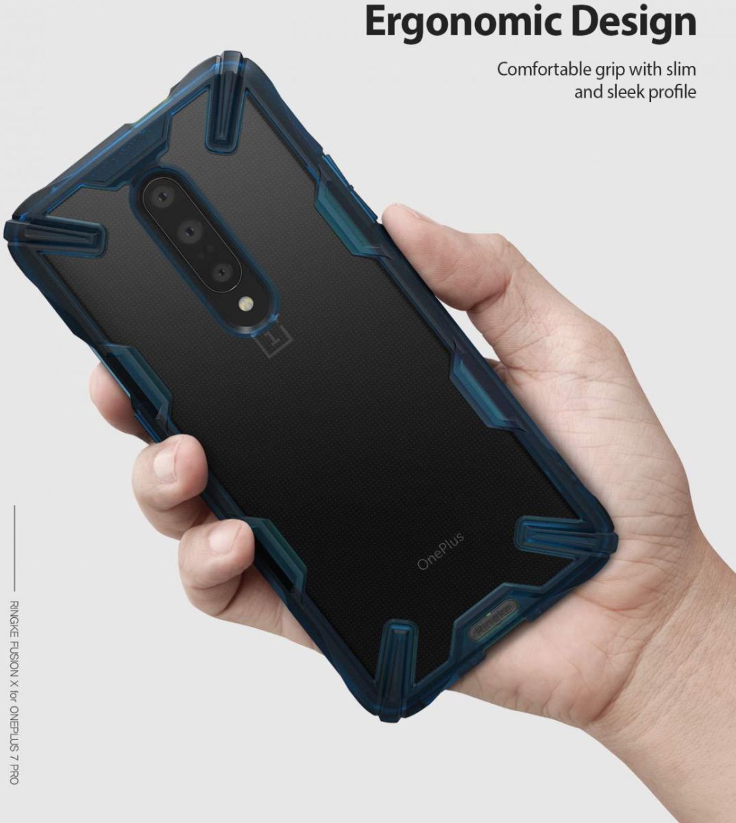 Ringke Fusion X OnePlus 7 Pro Hoesje Blauw afbeelding 5