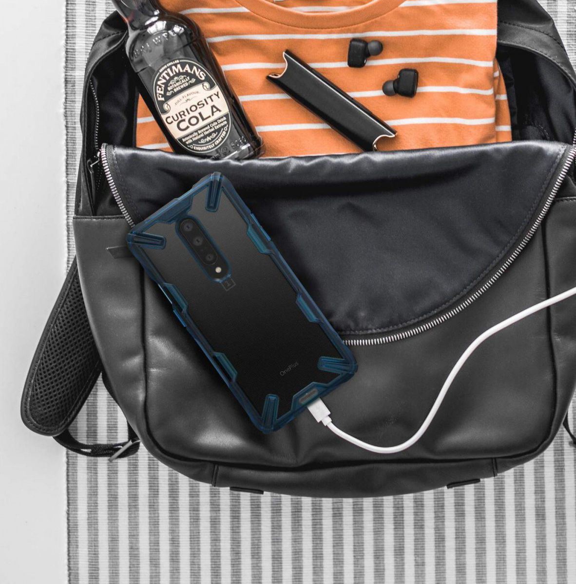 Ringke Fusion X OnePlus 7 Pro Hoesje Blauw afbeelding 7